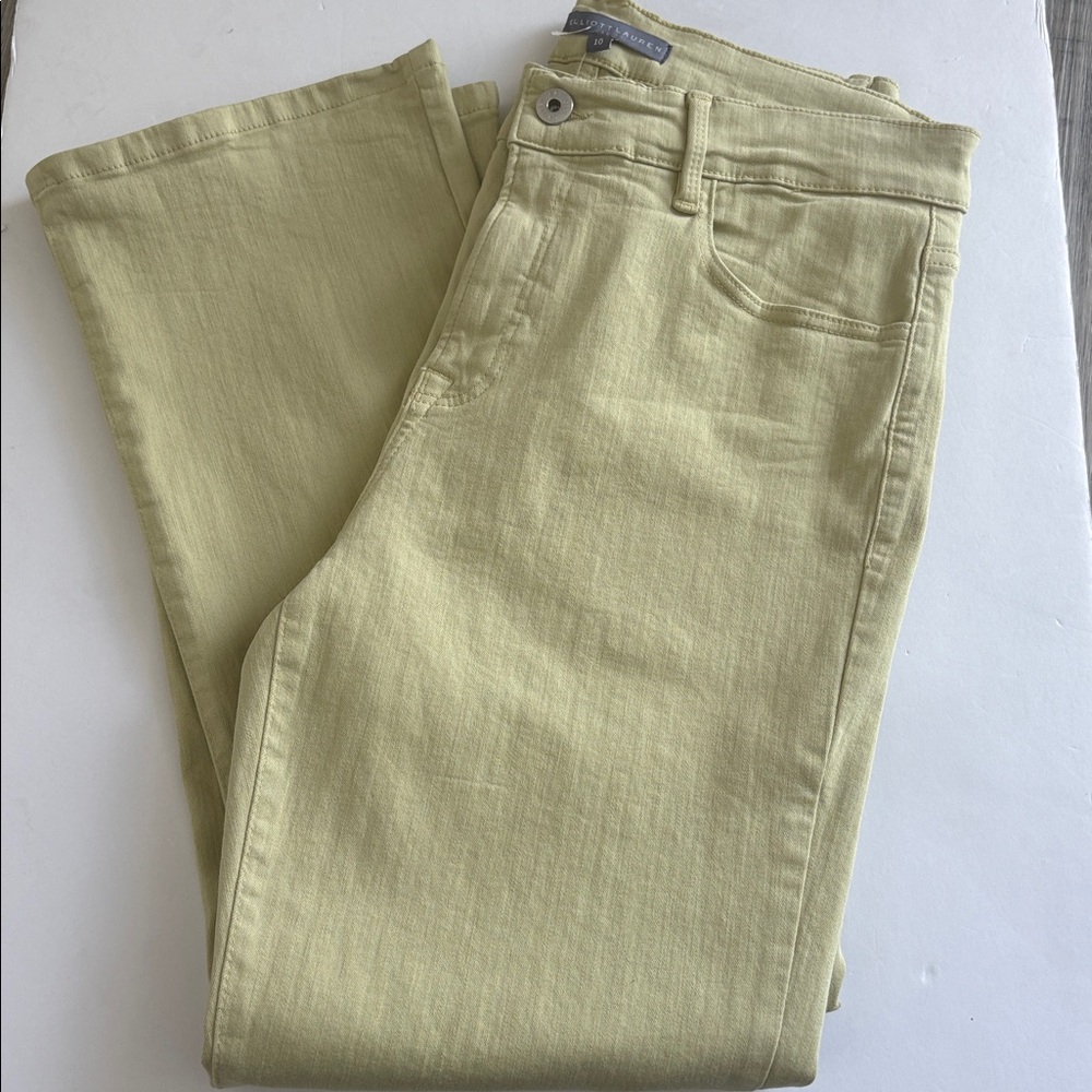 NEW ELLIOTT LAUREN women's cropped bootcut jeans in kelp size 10 NWT